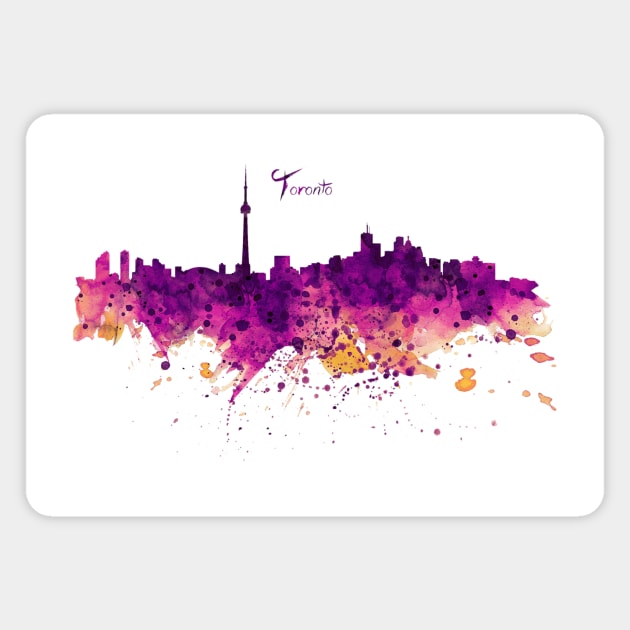 Toronto Watercolor Skyline Magnet by Marian Voicu